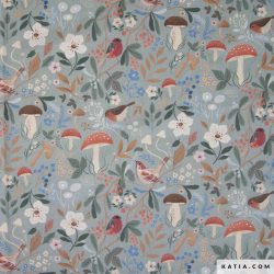 MUSHROOM BIRDS POPLIN